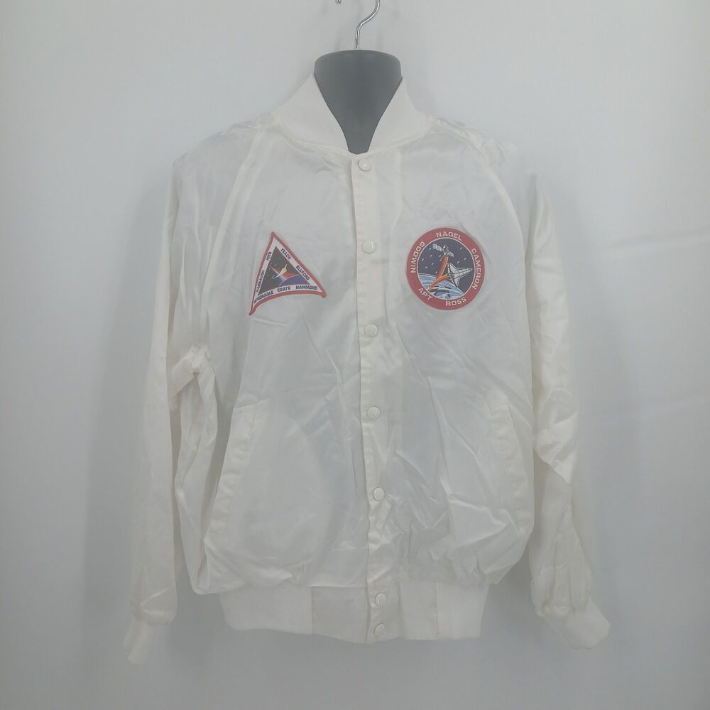 Auburn Sportswear NASA Space Shuttle Astronaut Jacket Mens XL White Bomber Y2K